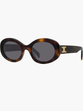 LIKE NEW Celine Triomphe 52mm oval sunglasses in shiny classic Havana/smoke